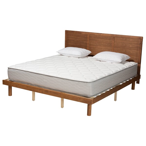 Baxton Studio Daina Mid-Century Modern Ash Walnut Finished Wood King Size Platform Bed - 230-9427-11889-ZORO