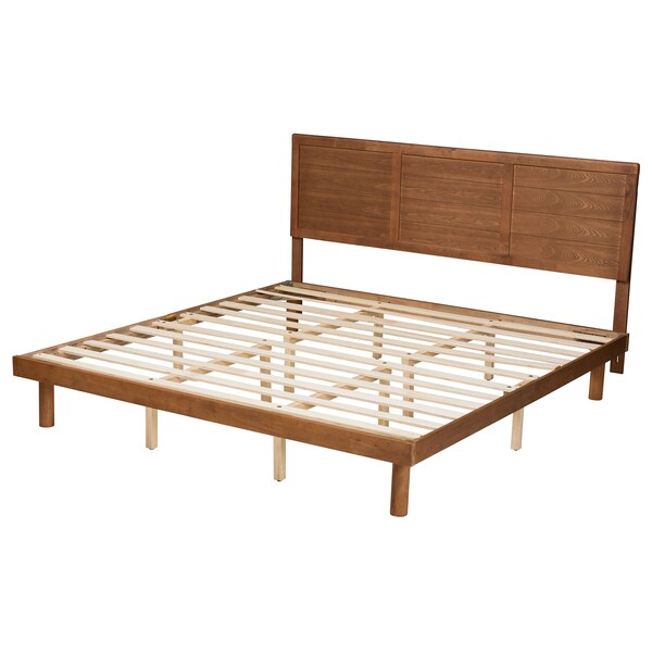 Baxton Studio Daina Mid-Century Modern Ash Walnut Finished Wood King Size Platform Bed - 230-9427-11889-ZORO