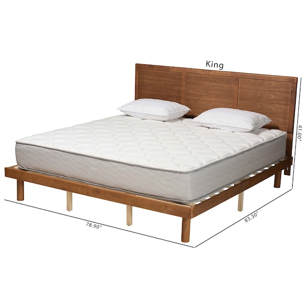 Baxton Studio Daina Mid-Century Modern Ash Walnut Finished Wood King Size Platform Bed - 230-9427-11889-ZORO