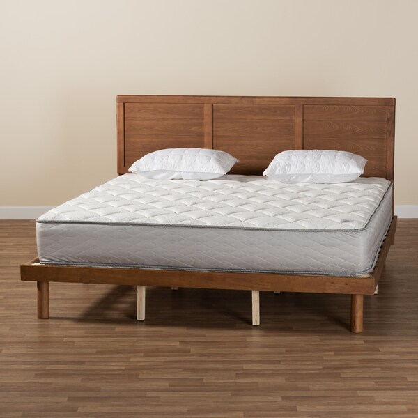 Baxton Studio Daina Mid-Century Modern Ash Walnut Finished Wood King Size Platform Bed - 230-9427-11889-ZORO
