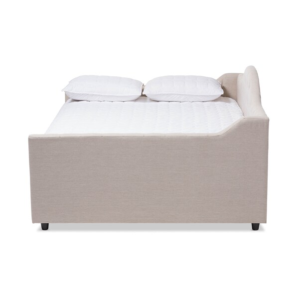 Baxton Studio Eliza Light Beige Upholstered Full Size Daybed with Trundle - 147-8717