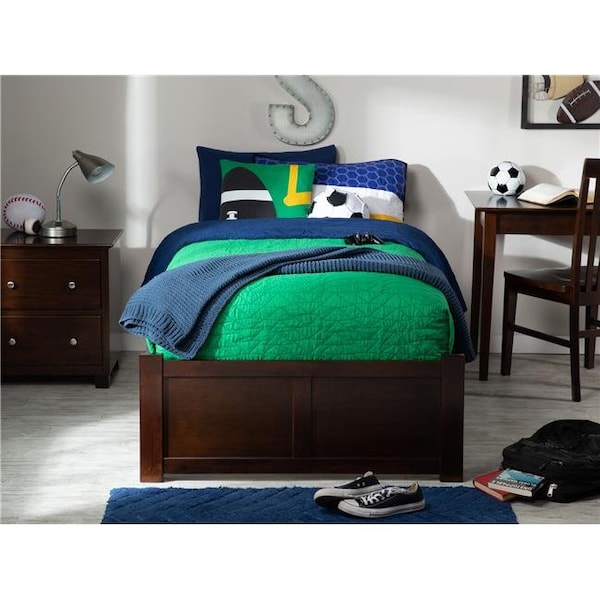 Atlantic Furniture Atlantic Furniture AR8022014 Urban Concord Twin Size with Flat Panel Foot Board and Trundle Bed - Antique Walnut - AR8022014