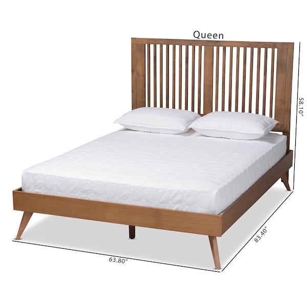 Baxton Studio Takeo Mid-Century Modern Transitional Ash Walnut Finished Wood Queen Size Platform Bed - 180-11152-9408-ZORO