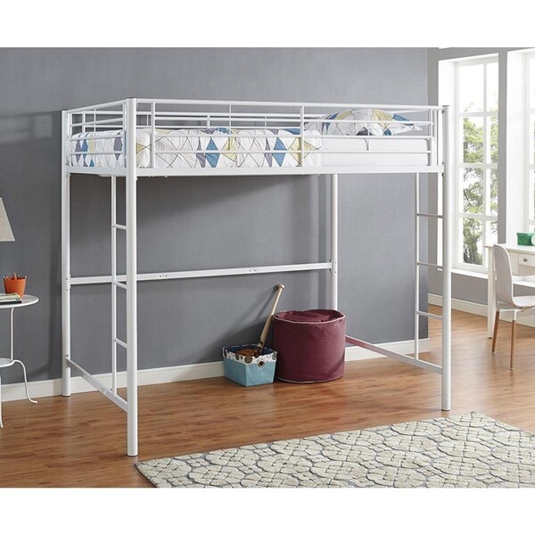 Fine-Line Premium Metal Full Size Loft Bed - White - FI586778