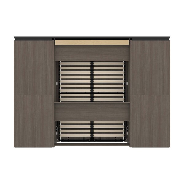 Bestar Orion 118W Full Murphy Bed with 2 Shelving Units (119W), Bark Gray & Graphite - 116896-000047