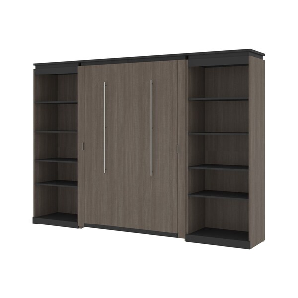 Bestar Orion 118W Full Murphy Bed with 2 Shelving Units (119W), Bark Gray & Graphite - 116896-000047