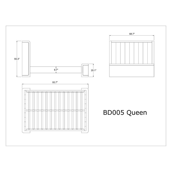 Manhattan Comfort Kingdom Queen-Size Bed in Graphite - BD005-QN-GP