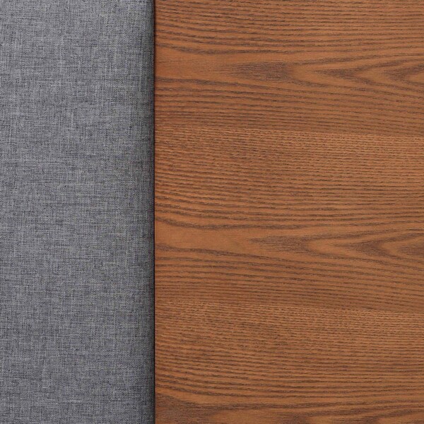 Baxton Studio Eliana Mid-Century Modern Grey Fabric and Wood Platform Bed w/ Built-In Nightstands-King - 235-12774-ZORO