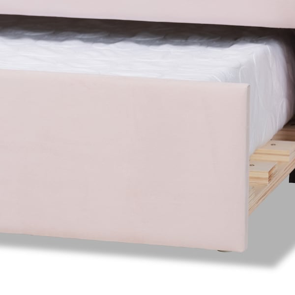 Baxton Studio Timila Modern and Contemporary Light Pink Velvet Fabric Upholstered Queen Size Daybed with Trundle - 215-11550-ZORO