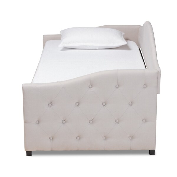Baxton Studio Becker Modern and Contemporary Transitional Beige Fabric Twin Size Daybed with Trundle - 184-11083-ZORO