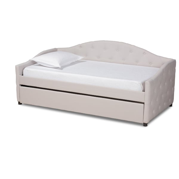 Baxton Studio Becker Modern and Contemporary Transitional Beige Fabric Twin Size Daybed with Trundle - 184-11083-ZORO
