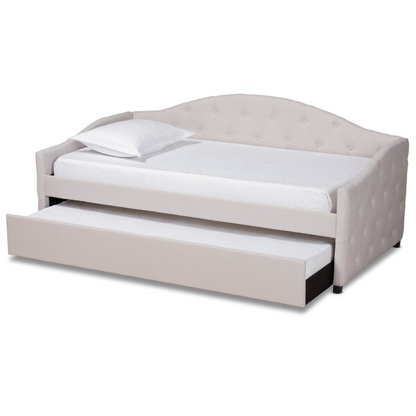 Baxton Studio Becker Modern and Contemporary Transitional Beige Fabric Twin Size Daybed with Trundle - 184-11083-ZORO