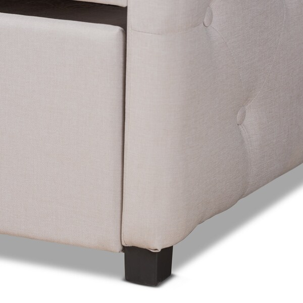Baxton Studio Becker Modern and Contemporary Transitional Beige Fabric Twin Size Daybed with Trundle - 184-11083-ZORO