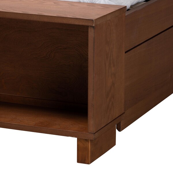 Baxton Studio Jalie Classic Transitional Grey Fabric and Walnut Brown Finished King Size Platform Storage Bed - 237-12639-10670-ZORO