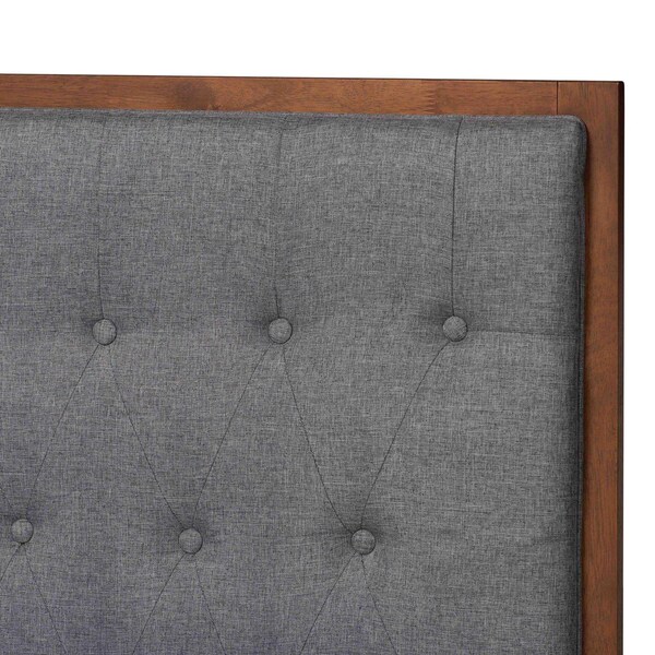 Baxton Studio Jalie Classic Transitional Grey Fabric and Walnut Brown Finished King Size Platform Storage Bed - 237-12639-10670-ZORO