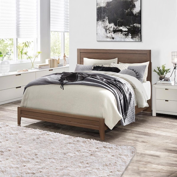 Better Home 48 x 62 x 82.5 in. Fox Wood Panel Queen Size Platform Bed, Brown - 616859965805
