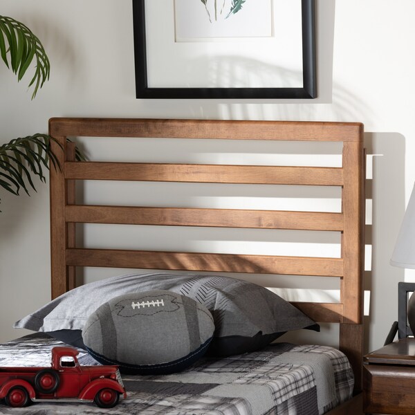 Baxton Studio Akemi Modern and Contemporary Ash Walnut Finished Wood Twin Size Headboard - 182-11104-ZORO