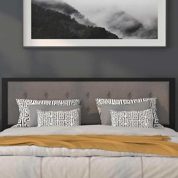 Flash Furniture King Tufted Metal Headboard in Dark Gray Fabric - HG-HB1725-K-DG-GG
