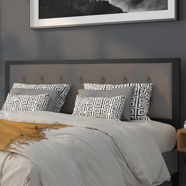 Flash Furniture King Tufted Metal Headboard in Dark Gray Fabric - HG-HB1725-K-DG-GG