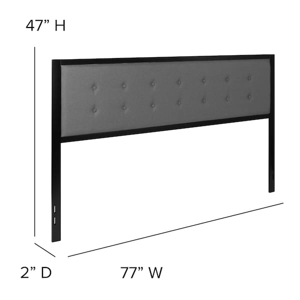 Flash Furniture King Tufted Metal Headboard in Dark Gray Fabric - HG-HB1725-K-DG-GG