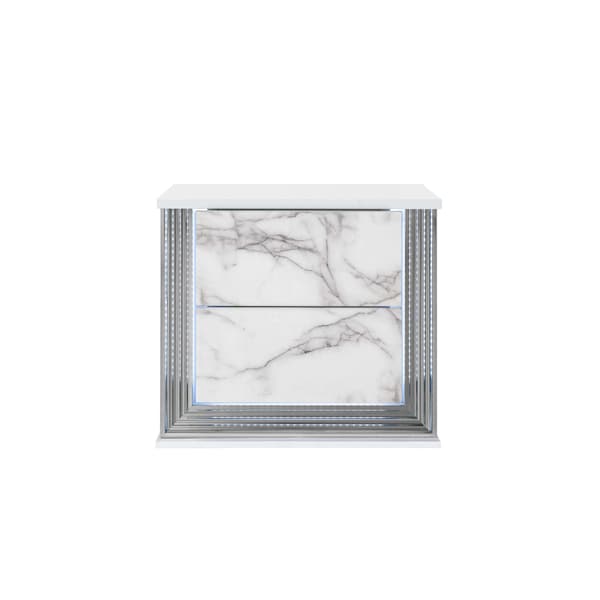 Global Furniture Usa Modern  Marble Ylime White Marble Queen Bed Group With Vanity Set - 5130