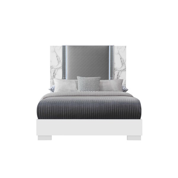 Global Furniture Usa Modern  Marble Ylime White Marble Queen Bed Group With Vanity Set - 5130