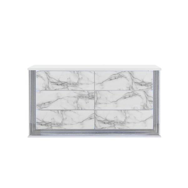 Global Furniture Usa Modern  Marble Ylime White Marble Queen Bed Group With Vanity Set - 5130