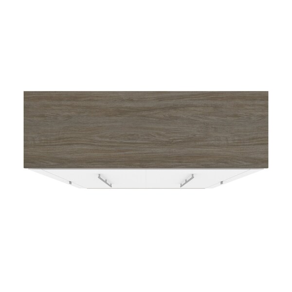 Bestar Orion 65W Queen Murphy Bed, White & Walnut Grey - 116184-000017