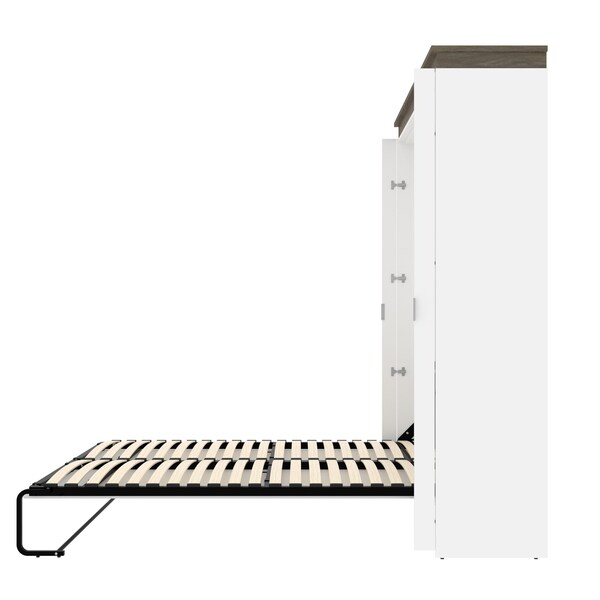 Bestar Orion 65W Queen Murphy Bed, White & Walnut Grey - 116184-000017