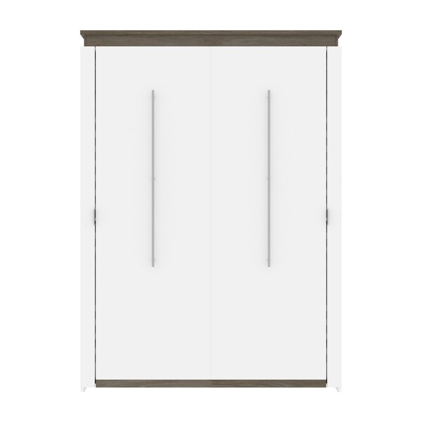 Bestar Orion 65W Queen Murphy Bed, White & Walnut Grey - 116184-000017