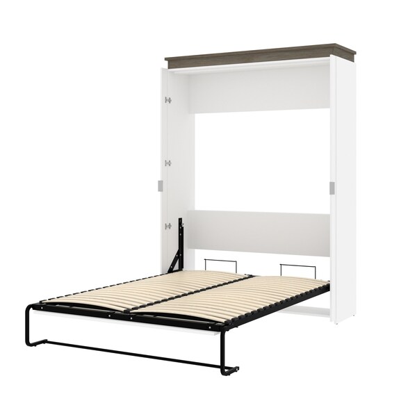 Bestar Orion 65W Queen Murphy Bed, White & Walnut Grey - 116184-000017