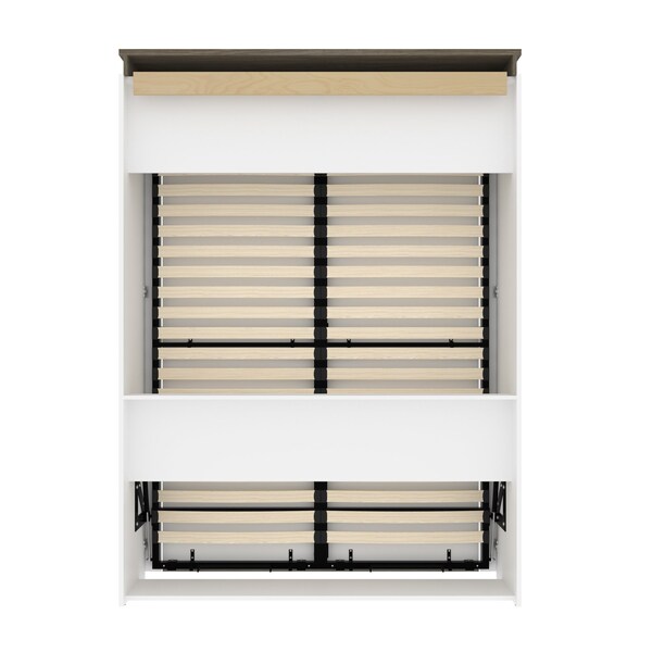 Bestar Orion 65W Queen Murphy Bed, White & Walnut Grey - 116184-000017