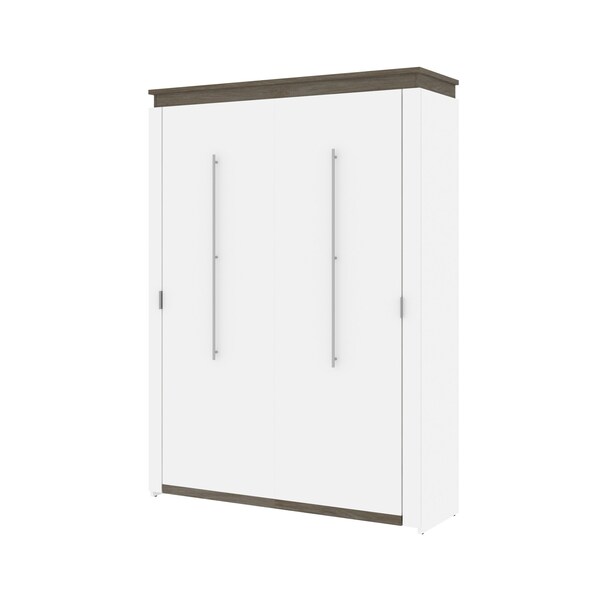 Bestar Orion 65W Queen Murphy Bed, White & Walnut Grey - 116184-000017