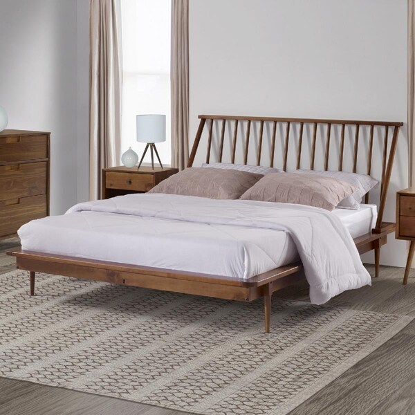 Walker Edison Furniture Walker Edison Furniture  Modern Wood Queen Spindle Bed, Caramel - BQSPINCA