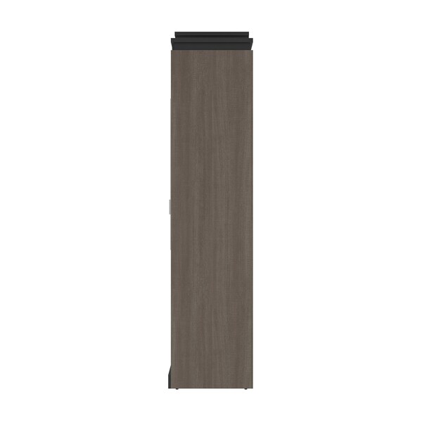 Bestar Orion Queen Murphy Bed with Narrow Shelving Unit (85W), Bark Gray & Graphite - 116880-000047