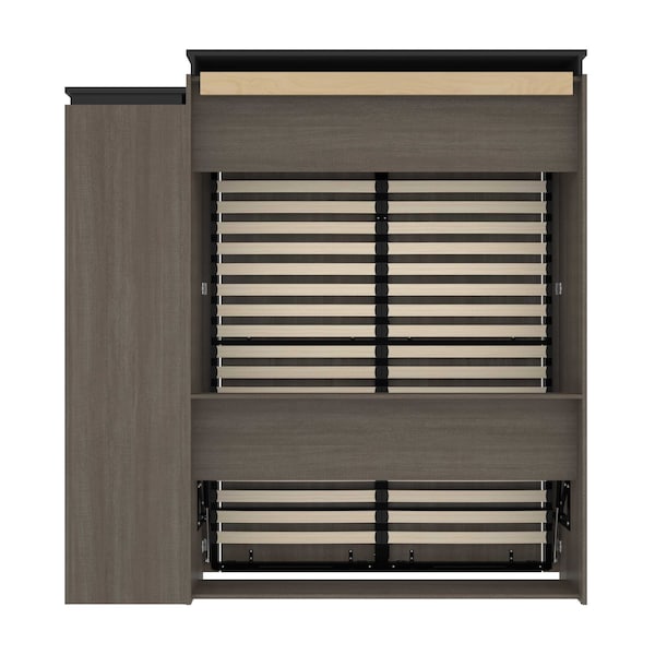 Bestar Orion Queen Murphy Bed with Narrow Shelving Unit (85W), Bark Gray & Graphite - 116880-000047