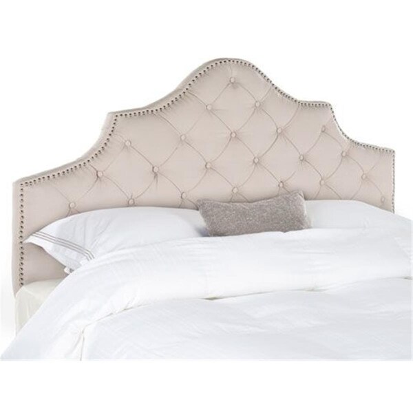 Safavieh 54 x 78.3 x 3.5 in. Arebelle Taupe Tufted Headboard - Silver Nail Head - MCR4037A