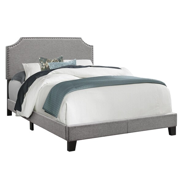 Homeroots 45.5 in. Solid Wood, Linen, MDF & Foam Full Size Bed with a Chrome Trim - 333294