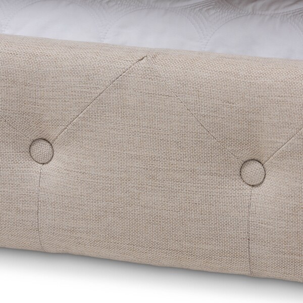 Baxton Studio Anabella Light Beige Upholstered Full Size Daybed with Trundle - 147-8709