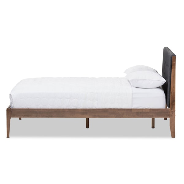 Baxton Studio Clifford Dark Grey and Wood Finish Queen Size Platform Bed - 135-7382