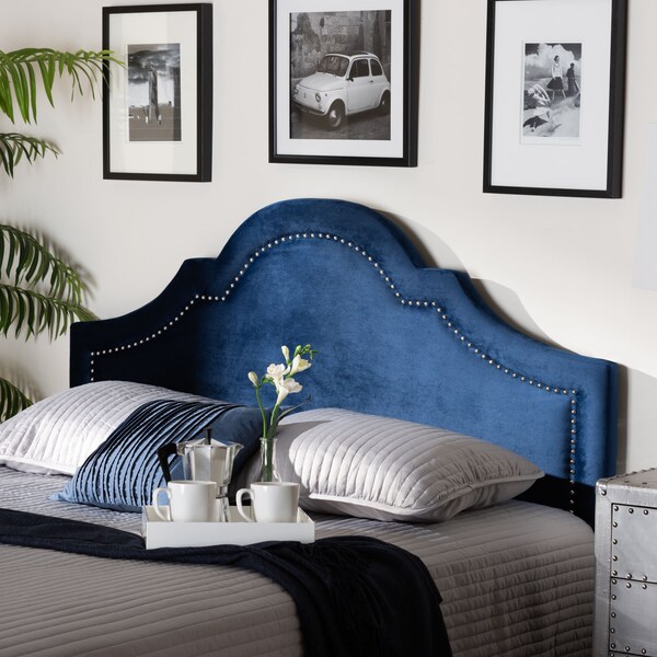 Baxton Studio Rita Royal Blue Velvet Upholstered Queen Size Headboard - 155-9337