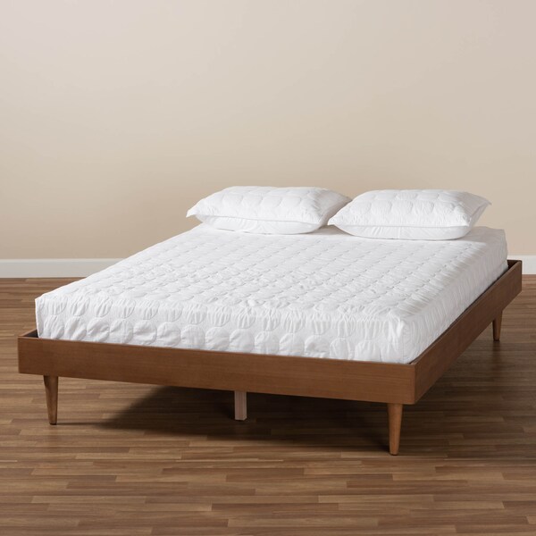 Baxton Studio Rina Mid-Century Ash Walnut Finished Queen Size Wood Bed Frame - 159-9814