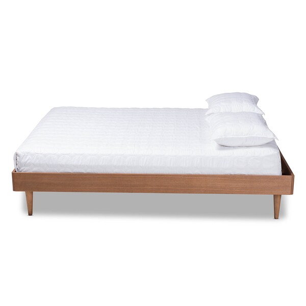 Baxton Studio Rina Mid-Century Ash Walnut Finished Queen Size Wood Bed Frame - 159-9814