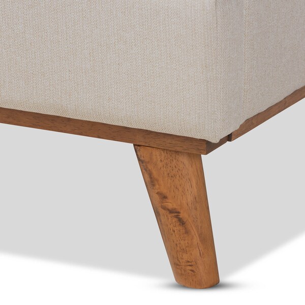Baxton Studio Gretchen Beige Upholstered and Walnut Wood King Size Platform Bed - 164-10661