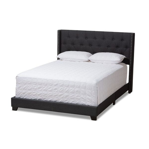 Baxton Studio Brady Modern Charcoal Grey Upholstered Queen Size Bed - 149-8942