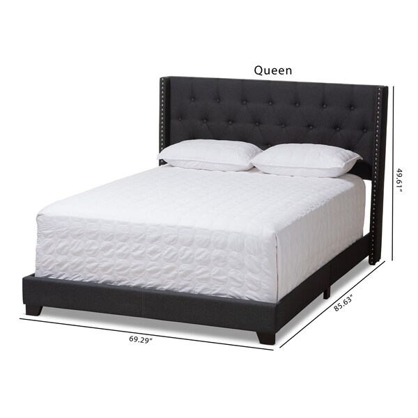 Baxton Studio Brady Modern Charcoal Grey Upholstered Queen Size Bed - 149-8942