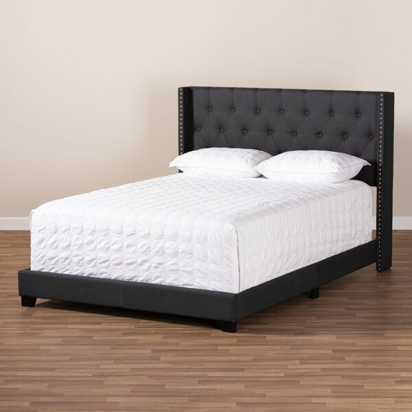 Baxton Studio Brady Modern Charcoal Grey Upholstered Queen Size Bed - 149-8942
