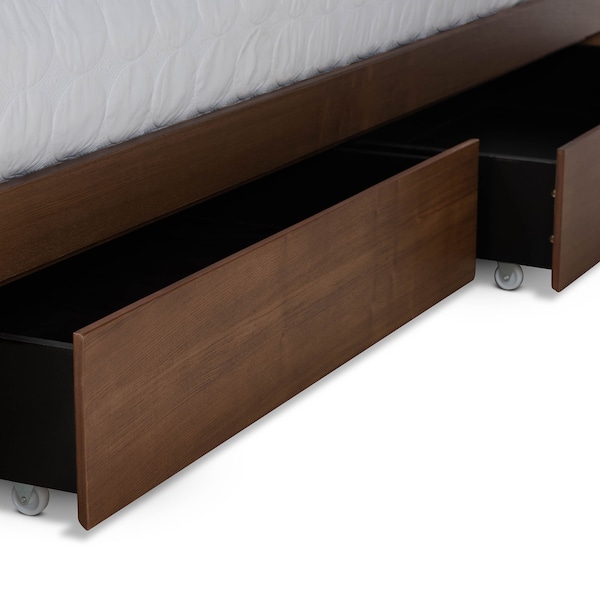 Baxton Studio Cosma Ash Walnut Wood 4-Drawer King Size Platform Storage Bed - 173-9436-10670
