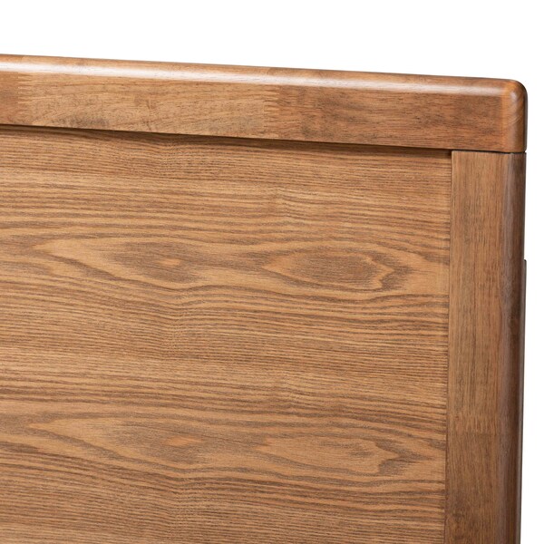 Baxton Studio Allegra Grey Upholstered and Walnut Wood King Size Platform Bed - 164-9415-9421