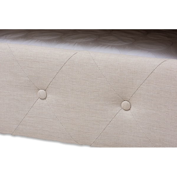 Baxton Studio Alena Light Beige Upholstered Queen Size Daybed with Trundle - 147-8729